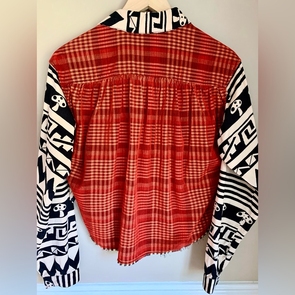 BDG Tripped Up Button Up Shacket/Shirt. EUC. Size Small. Red, Black & White. - Picture 8 of 10